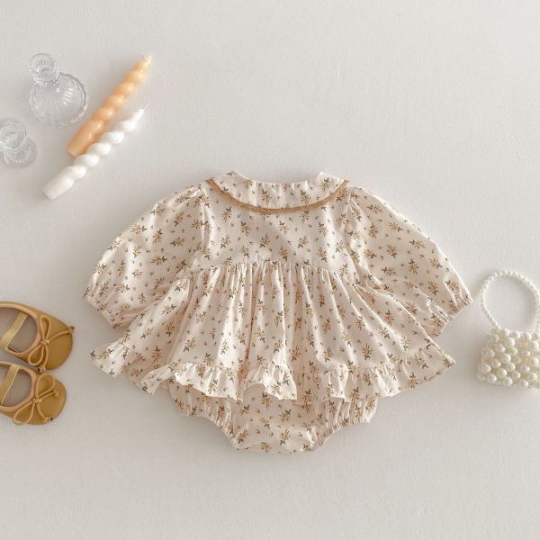 田園氣質碎花開釦包屁裙 