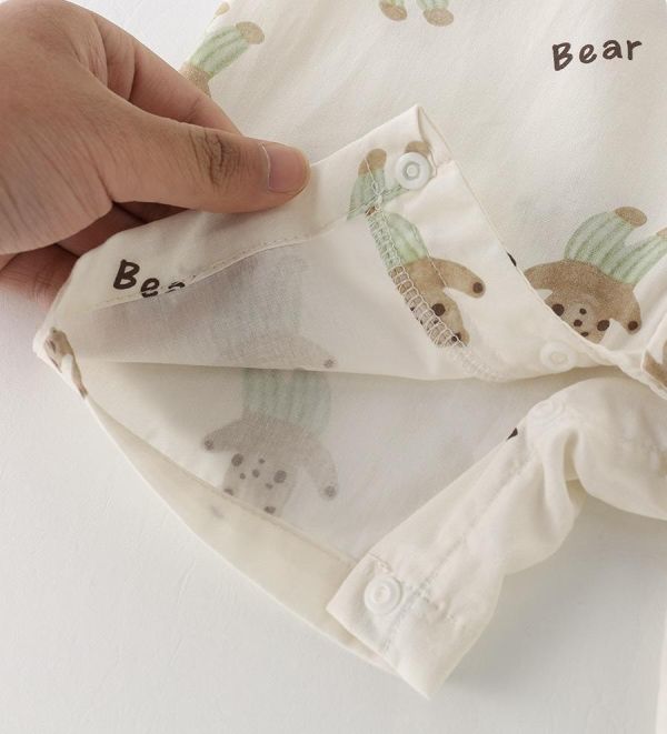 森林小熊翻領開釦連身裝(含小熊包) 