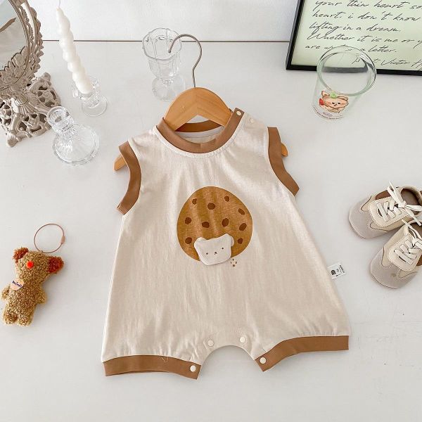 立體小熊餅乾撞色壓邊連身裝 