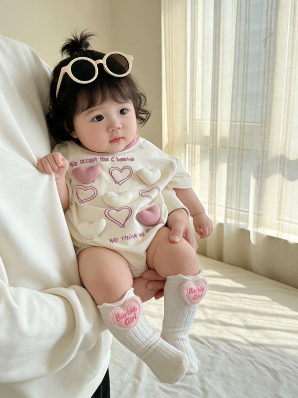 立體愛心可愛印花包屁衣(2色) 