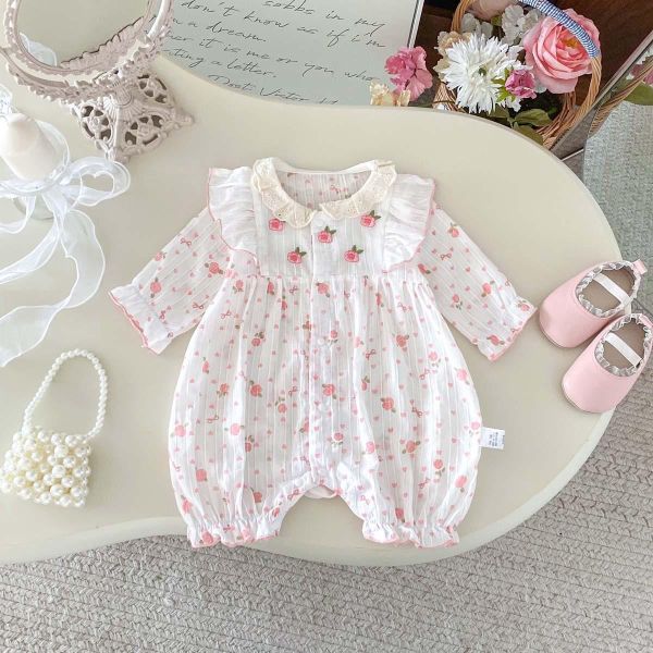 可愛甜美小花開釦短袖/長袖連身裝 