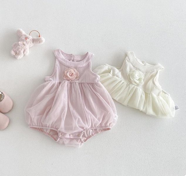 小香風立體小花削肩包屁衣 