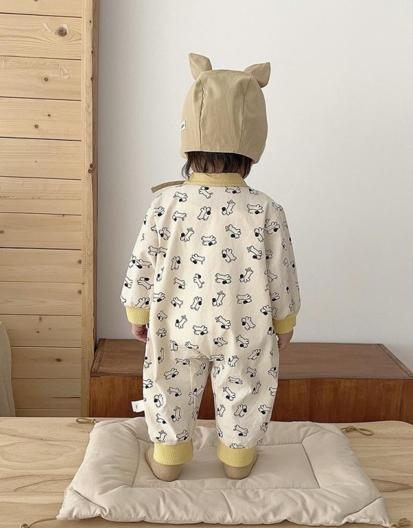 狗狗翻領梭織綿連身裝 