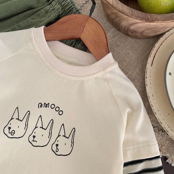 日系狗狗假兩件薄上衣 