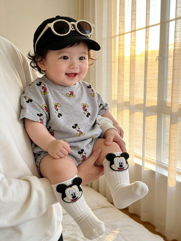 滿版米奇印花寬鬆包屁衣(2色) 