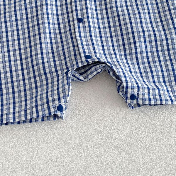 學院海軍風格紋小熊連身裝 