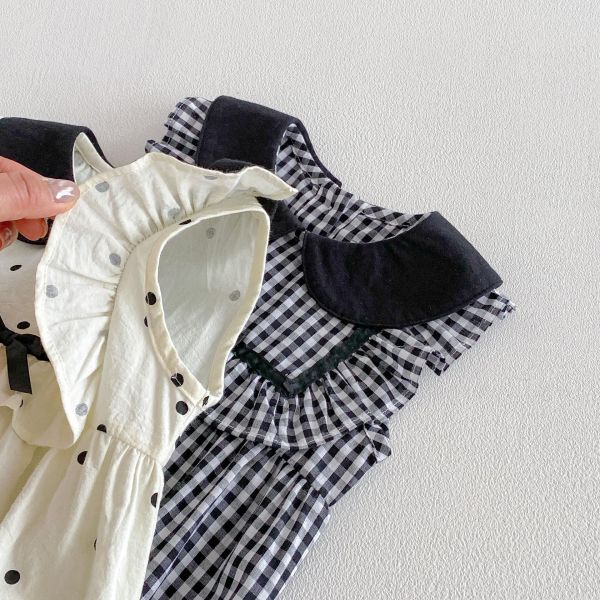 娃娃方領點點/格紋甜美包屁衣 