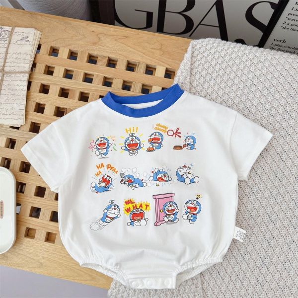 可愛小叮噹印花短袖包屁衣+襪 