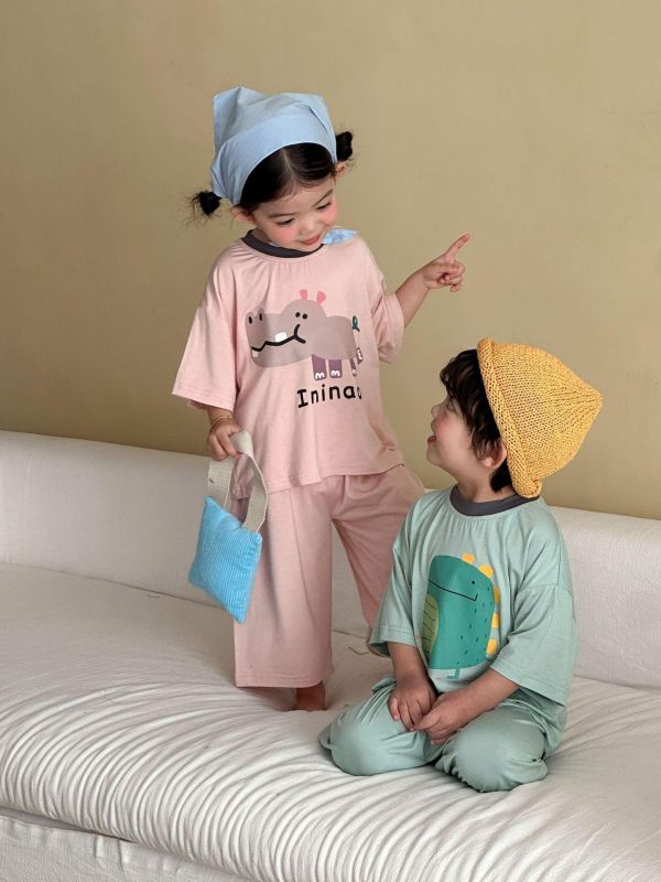 可愛印花寬鬆彈力居家套裝 