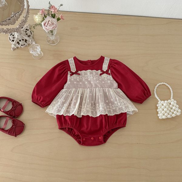 假兩件吊帶蕾絲包屁裙 