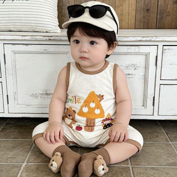 薯條/西瓜/森林熊撞色壓邊連身裝(3色) 