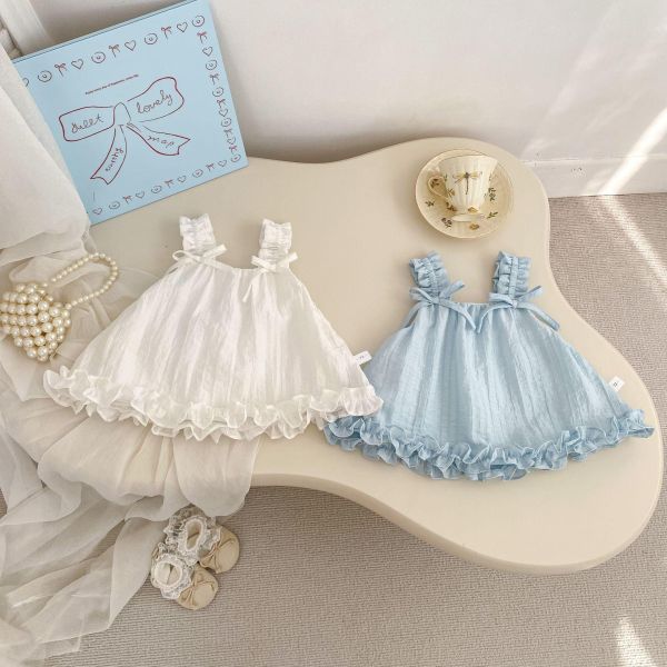 甜美蝴蝶結背帶澎澎上衣 