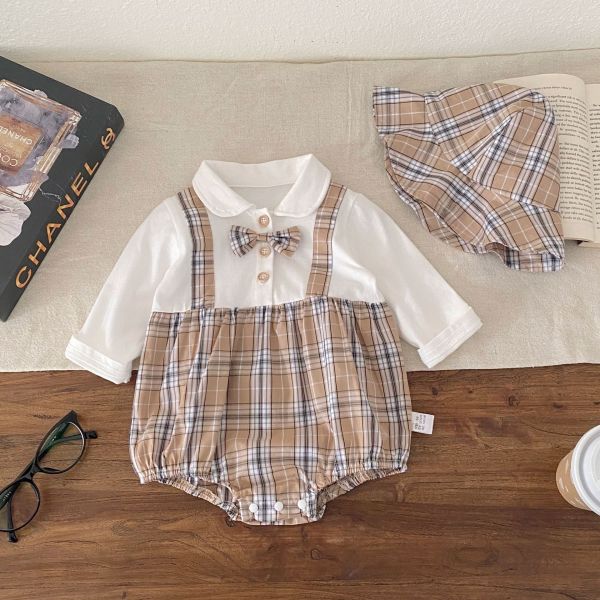 假兩件紳士寶寶包屁衣(含帽) 