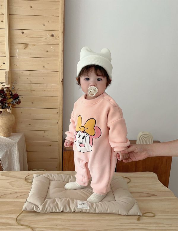 迪士尼刺繡加絨素色連身裝(4款) 