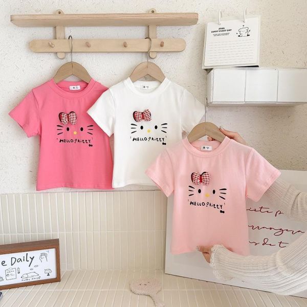 立體蝴蝶結貓咪印花上衣 