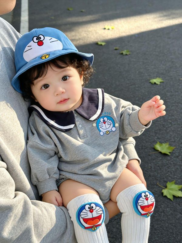 海軍風大翻領小叮噹包屁衣+襪(2色) 