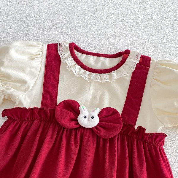 假兩件兔子蝴蝶結包屁衣 