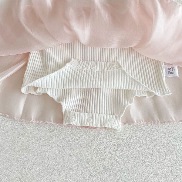 公主蝴蝶結假兩件短/長袖包屁裙(含頭飾) 