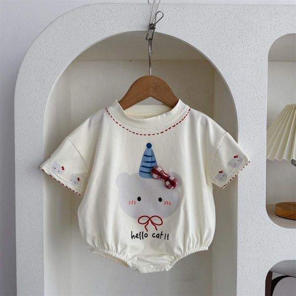 生日帽小熊可愛連袖包屁衣 