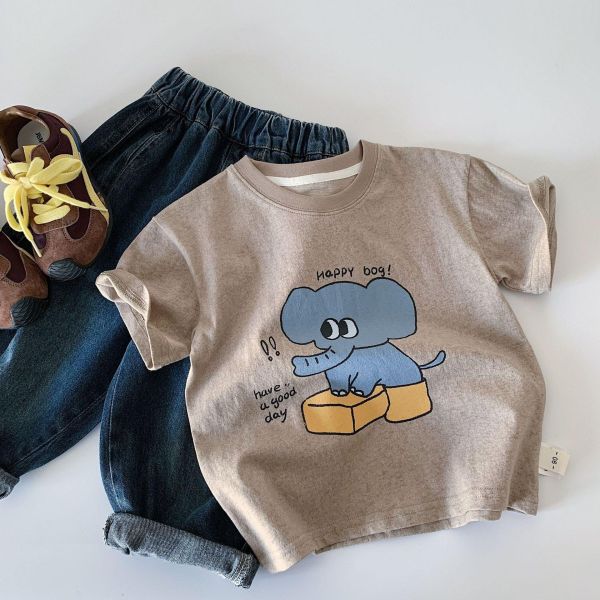 棉質大象印花T恤上衣 