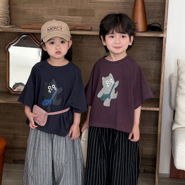 背包貓咪印花寬鬆上衣 