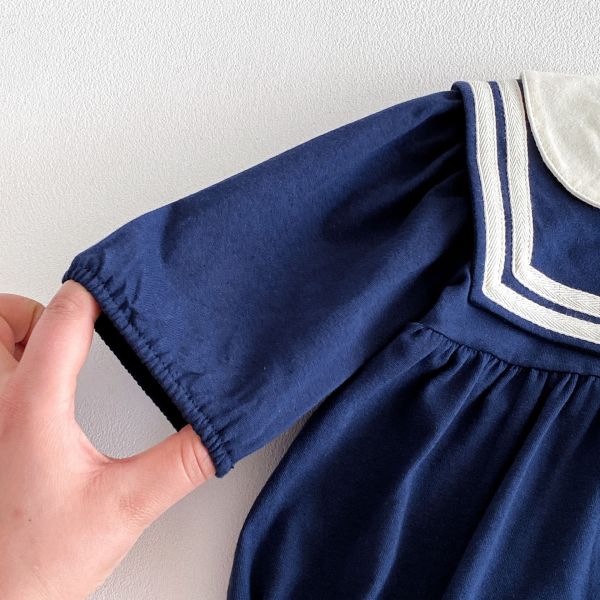 海軍風雙釦翻領包屁衣 