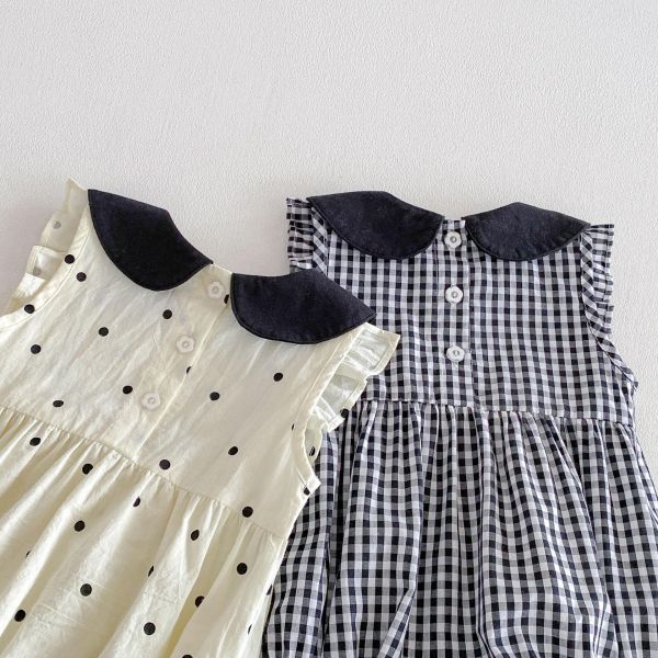 娃娃方領點點/格紋甜美包屁衣 
