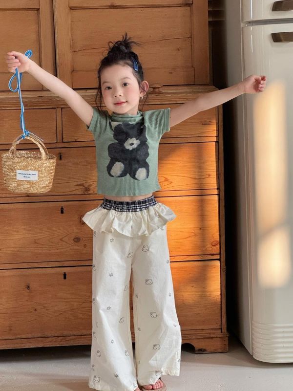 可愛動物印花螺紋彈力背心(3色) 