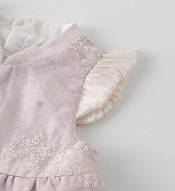 復古旗袍拼接澎裙連身裙 