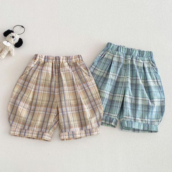 復古英倫格紋燈籠短褲 