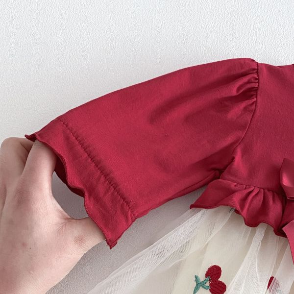 假兩件大蝴蝶結櫻桃包屁裙 