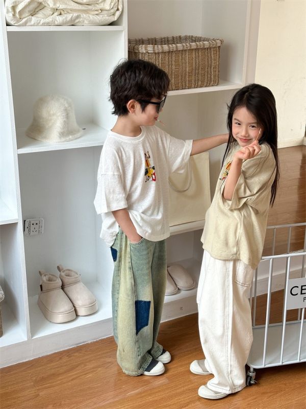 M小丑印花竹節棉上衣 