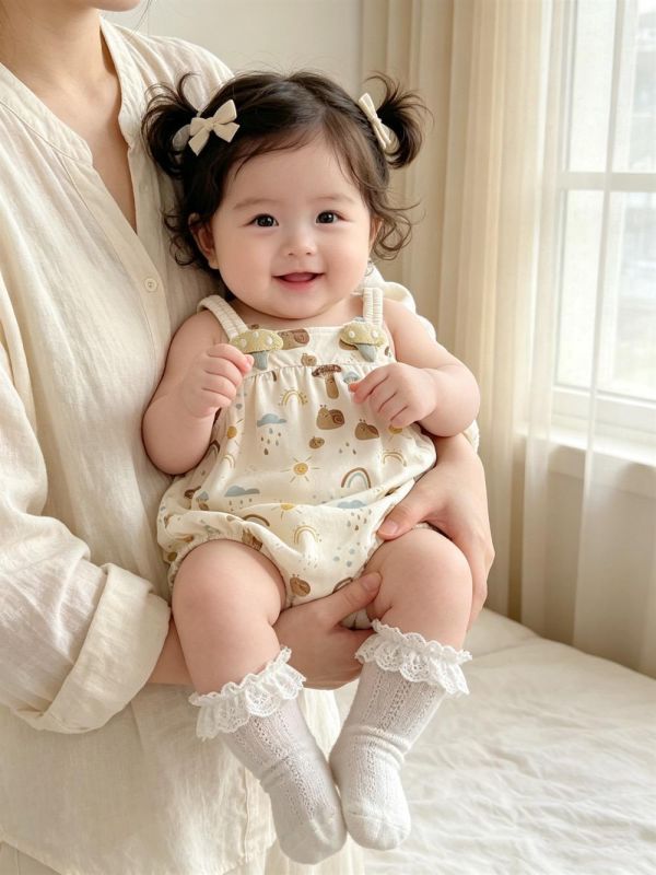 Ins風可愛小蘑菇無袖背帶包屁衣 