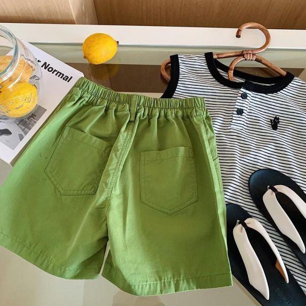 簡約字母素色休閒五分短褲 
