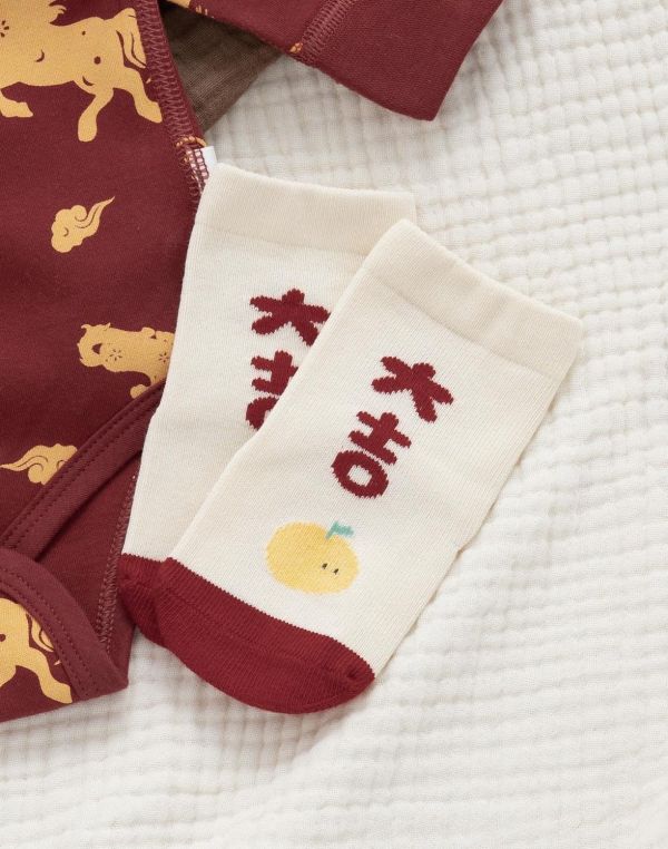 新生兒滿版小馬側開純棉包屁衣 