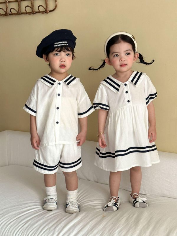 男女童海軍風兩件式套裝/洋裝 