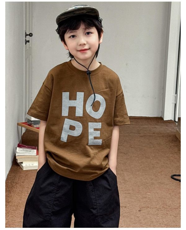 Hope字母素色T恤上衣 