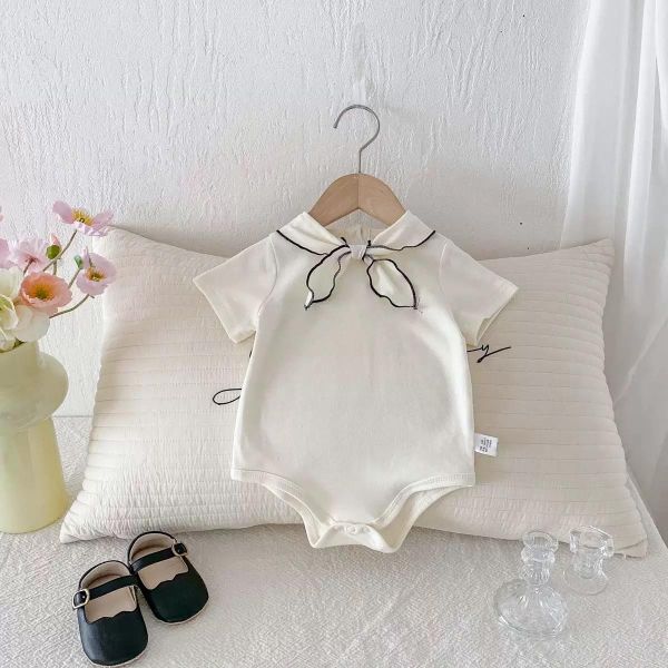 氣質簡約素色綁帶領結包屁衣 