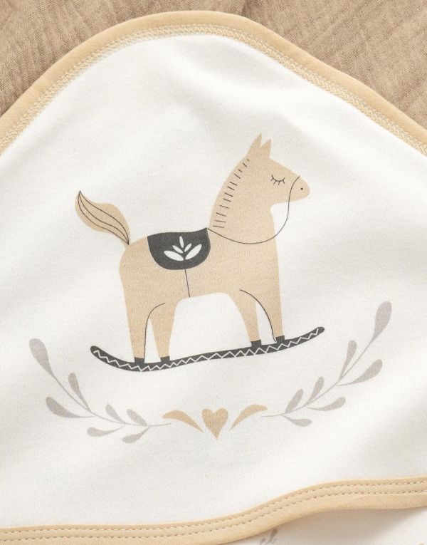 新生兒搖搖馬質感外出包巾/蓋毯/被被 