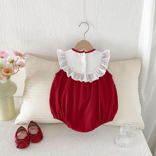 兔子刺繡蕾絲領氣質包屁衣 