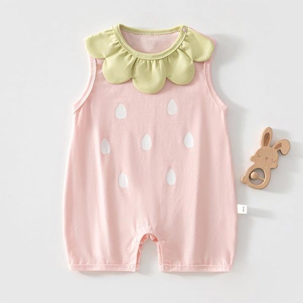 新生兒草莓花瓣領連身裝(2色) 