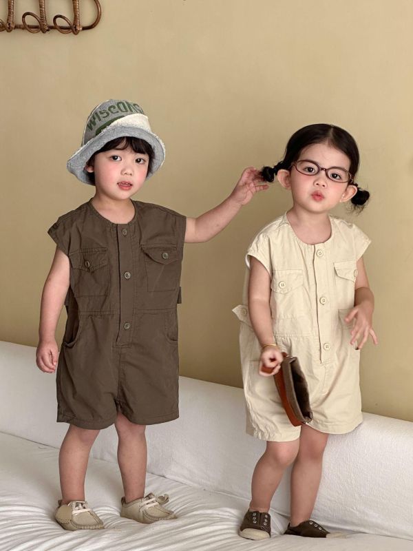 後字母刺繡素色休閒連身裝 