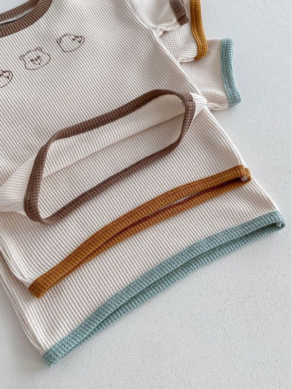 華夫格小熊印花兩件式套裝 