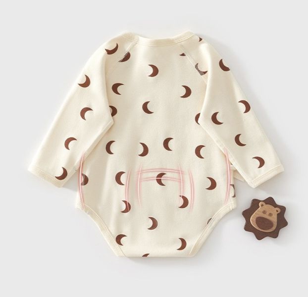 新生兒月亮棉質側開包屁衣(含帽) 