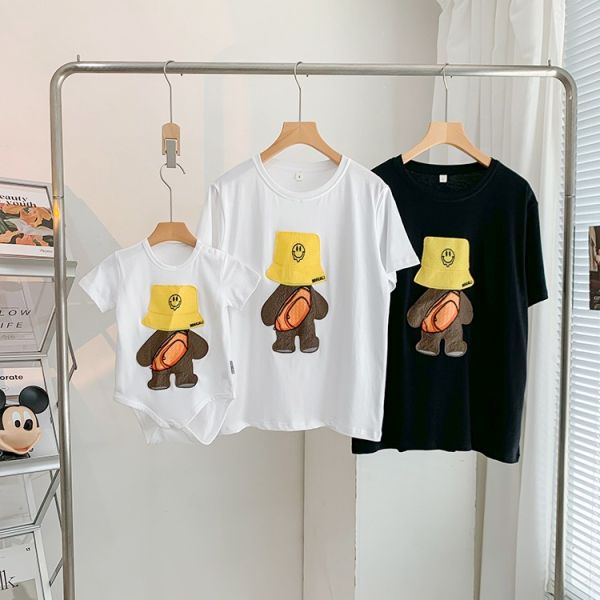親子款立體刺繡小熊包屁衣/上衣 