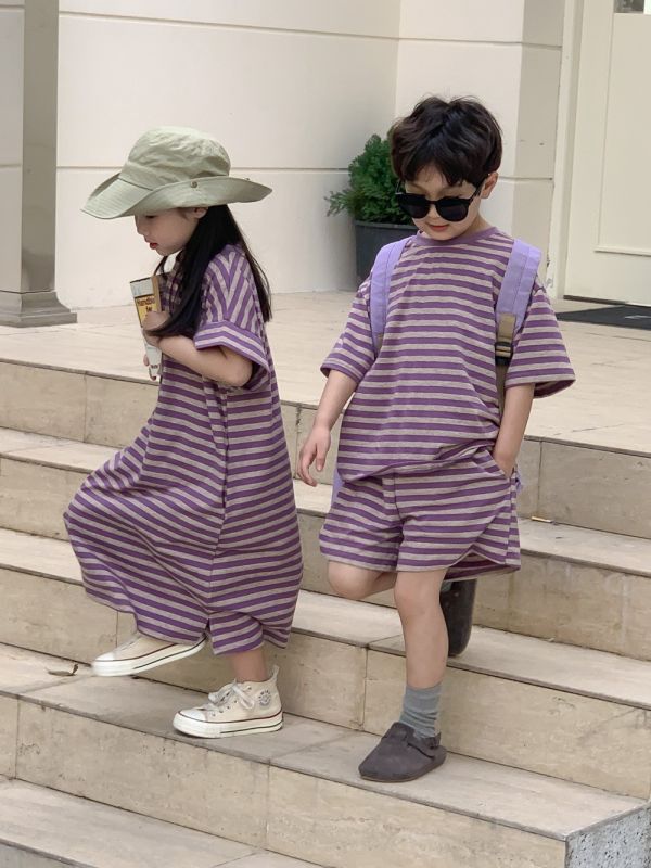 親子兄妹款條紋套裝/連身裙 