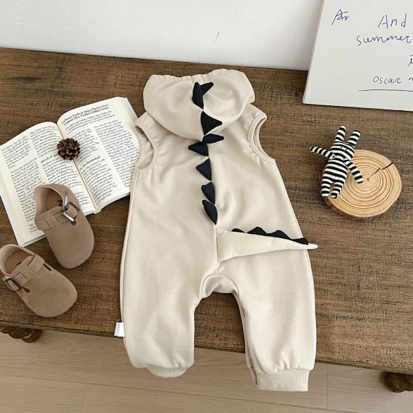 條紋上衣/恐龍造型連帽連身裝 