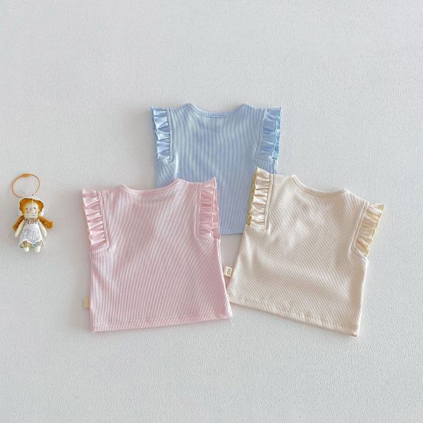 素色木耳邊打底背心 