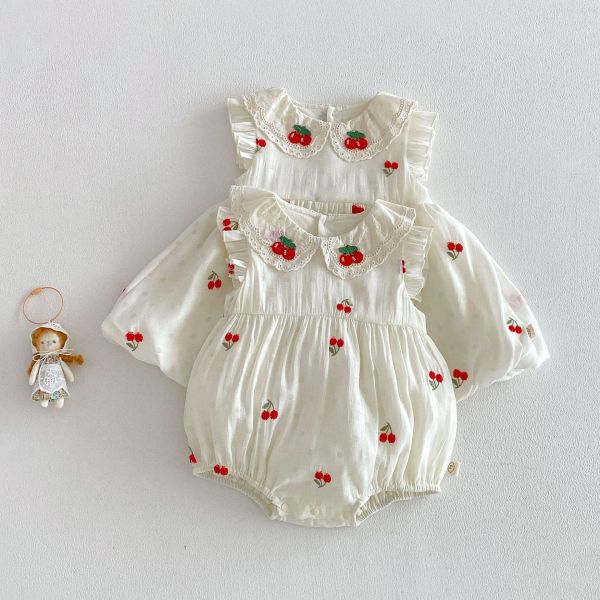 姊妹款櫻桃娃娃領洋裝/包屁衣 