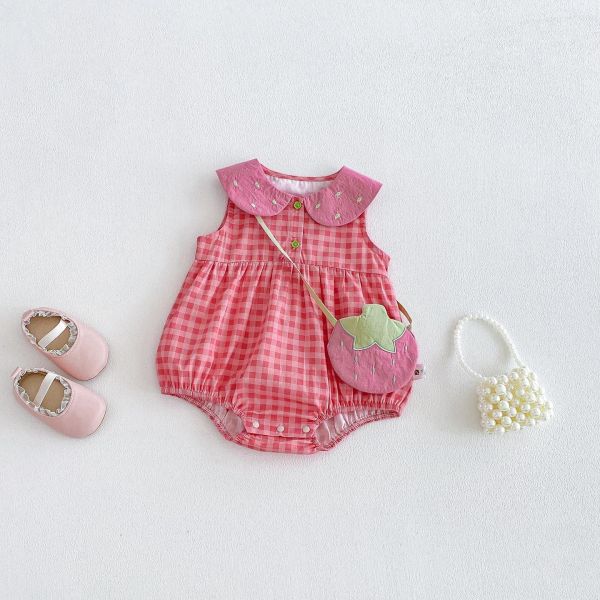 娃娃領格紋包屁衣/洋裝(附番茄包) 